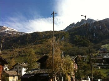 Baugespann für das Haus Meyer-Berni in Vals. Foto: Laura Berni